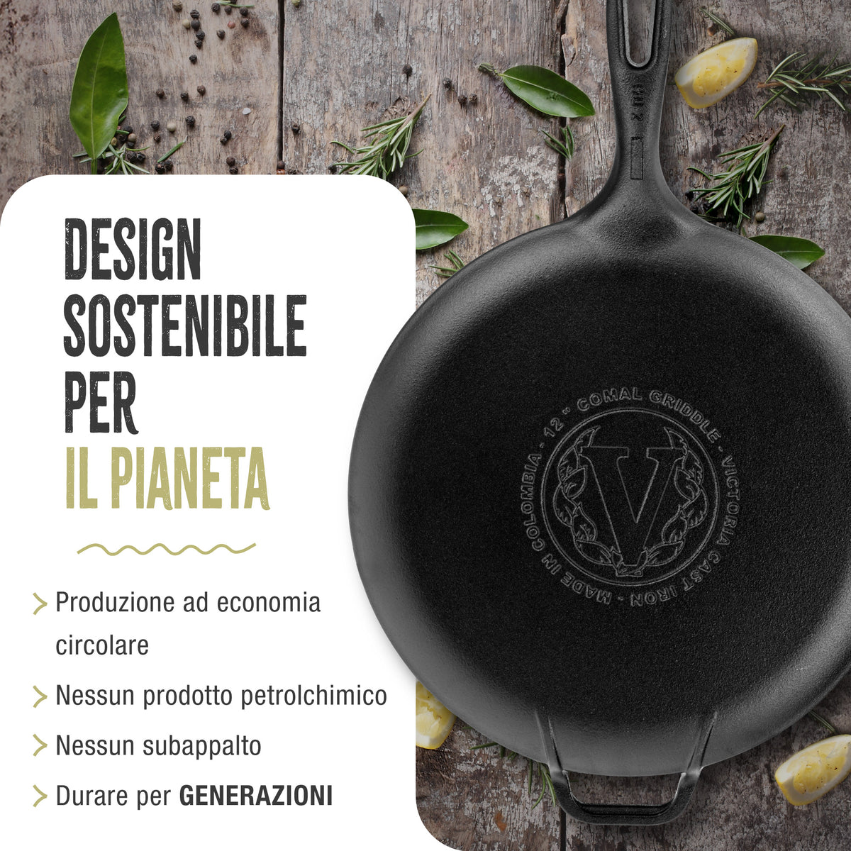 Padella per Grigliare Comal in Ghisa Stagionata Ø30 cm