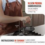 Prensa Hamburguesas Hierro Fundido Curado 16.5cm