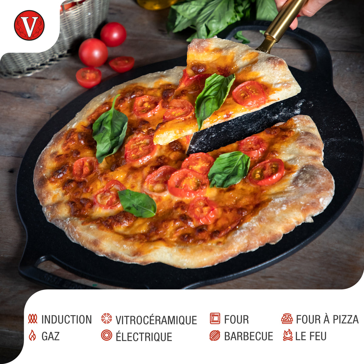 Plaque à Griller pour Pizza en Fonte Assaisonnée Ø38 cm