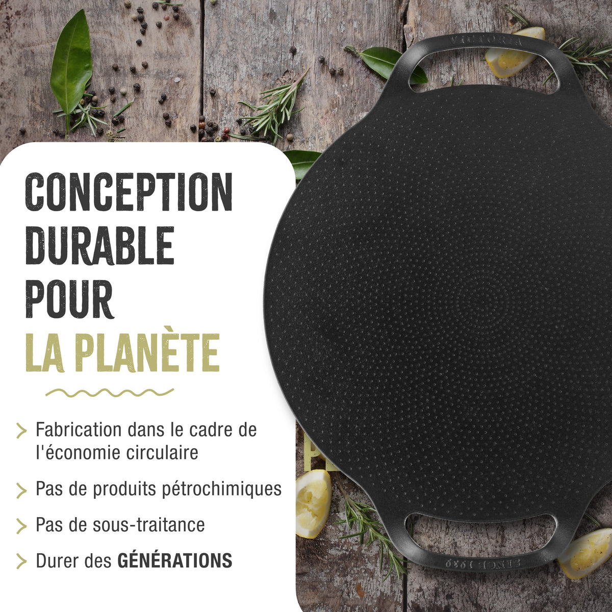 Plaque à Griller pour Pizza en Fonte Assaisonnée Ø38 cm