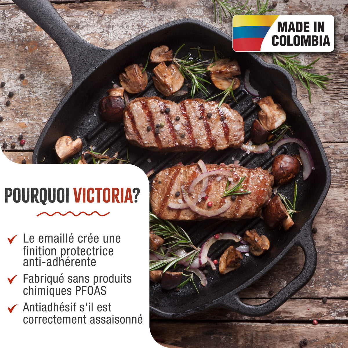 Poêle à Griller en Fonte Émaillée 25×25 cm