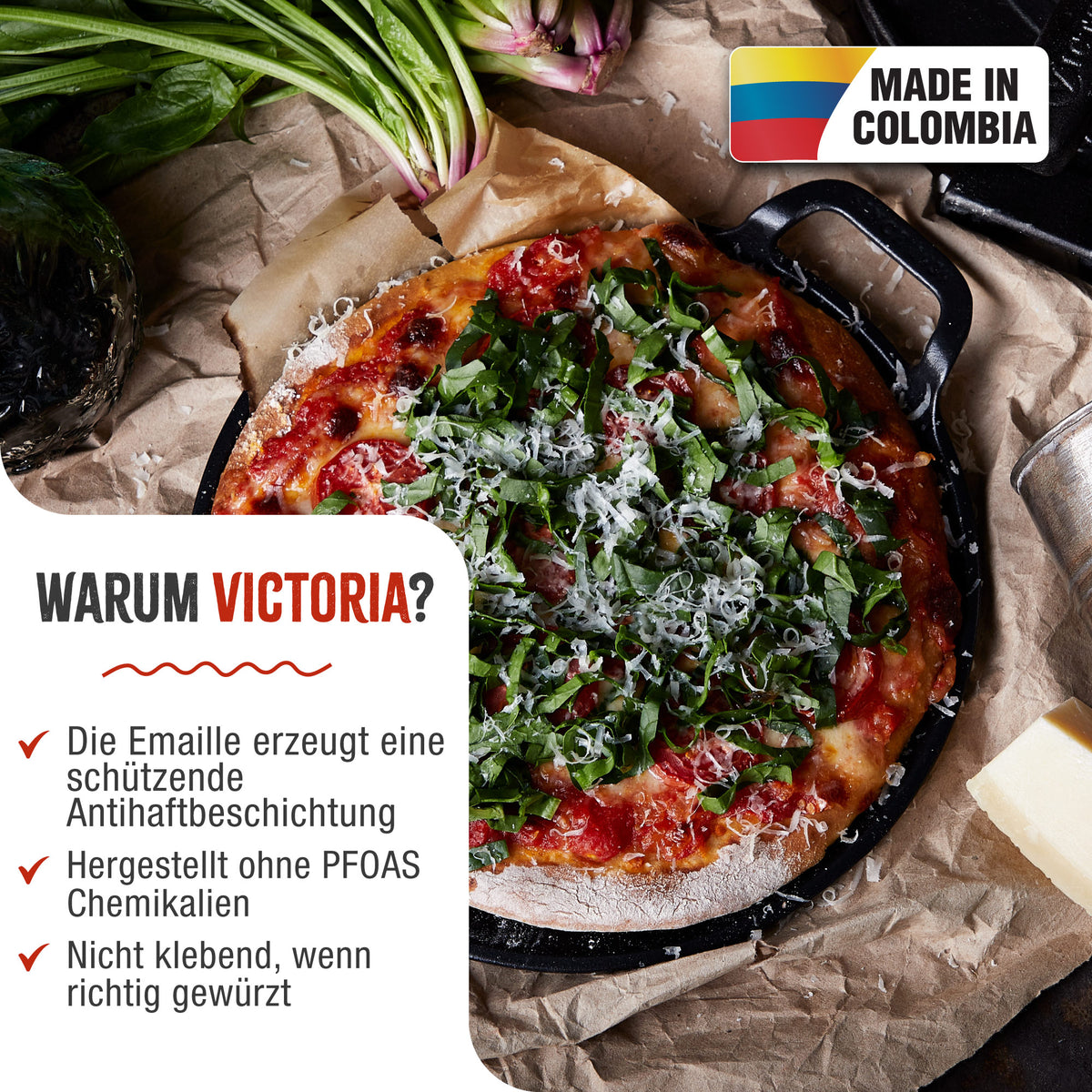 Grillplatte für Pizza Emailliert Gusseisen Ø 25 cm