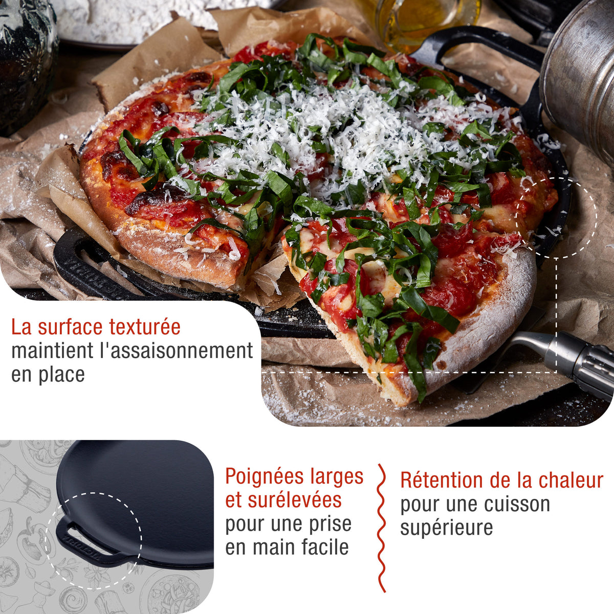Plaque à Griller pour Pizza en Fonte Émaillée Ø25 cm