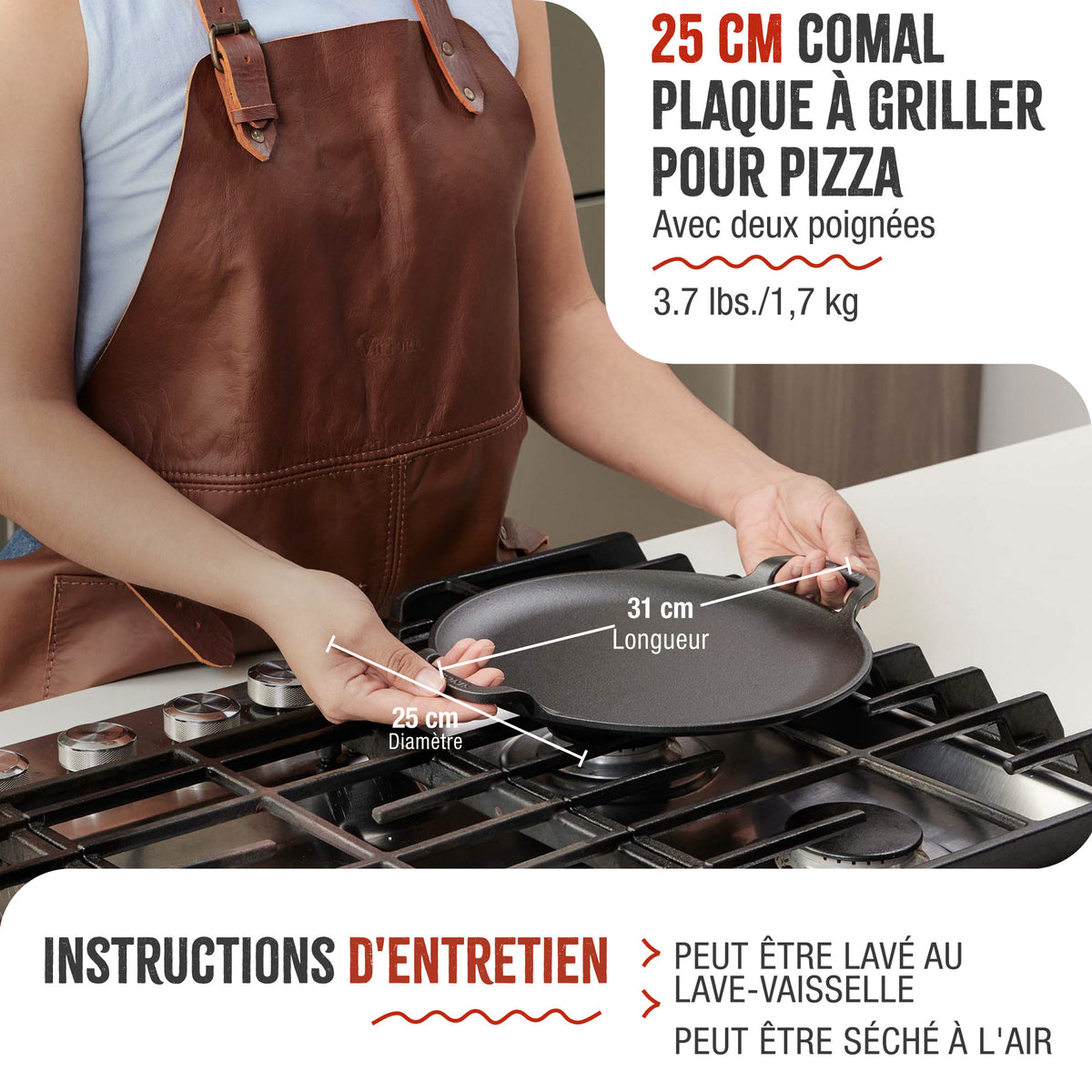 Plaque à Griller pour Pizza en Fonte Émaillée Ø25 cm