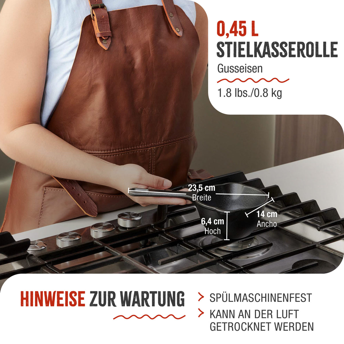 Stielkasserolle Emaillierte Gusseisen 0.4 L