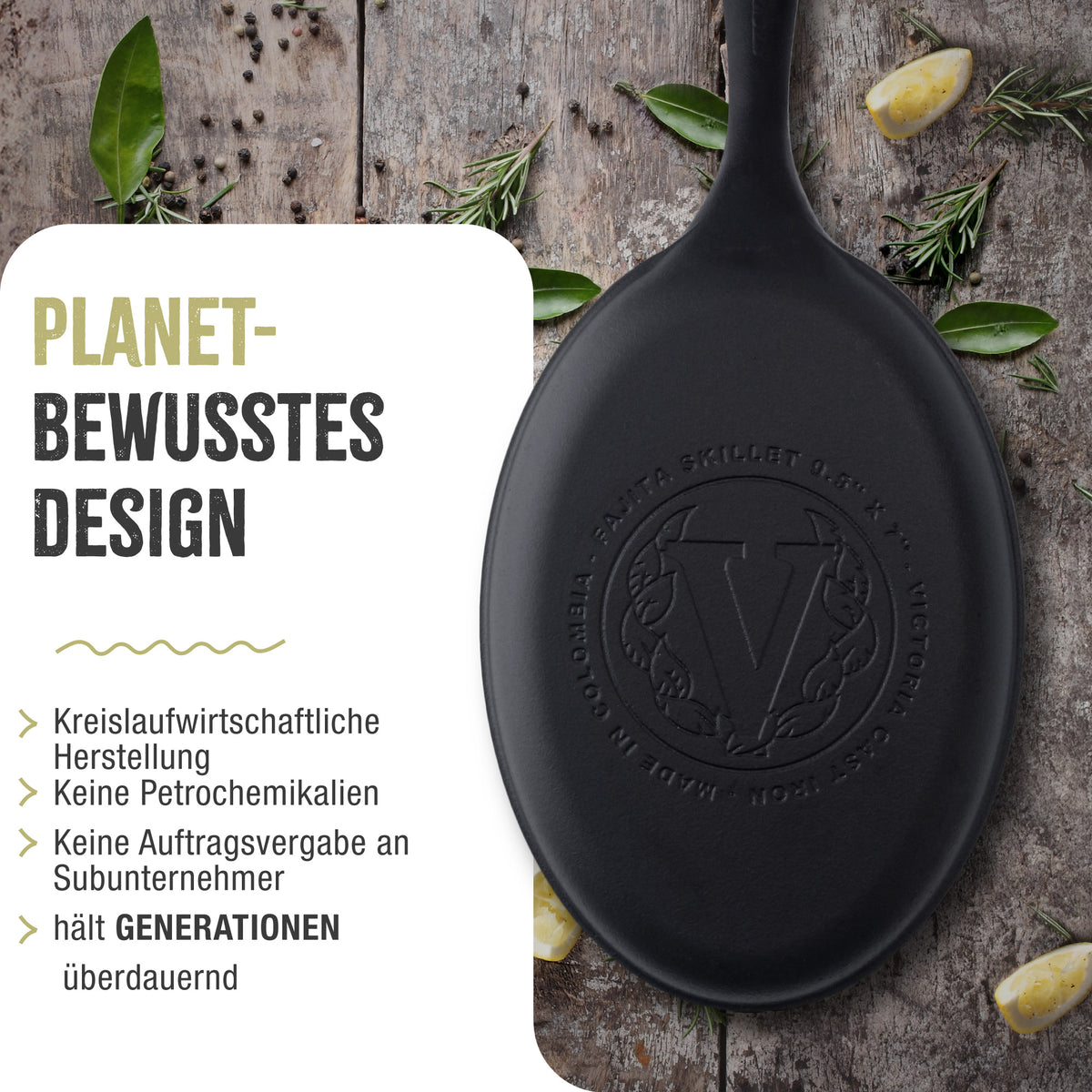 Fajita-Pfanne Emaillierte Gusseisen 25x18 cm