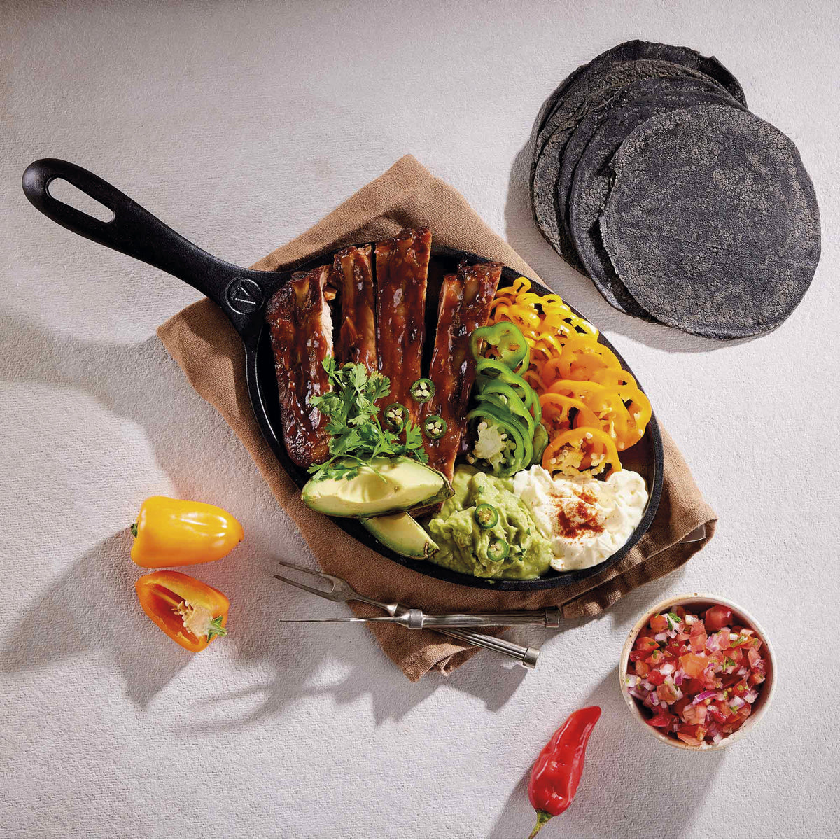 Fajita-Pfanne Emaillierte Gusseisen 25x18 cm