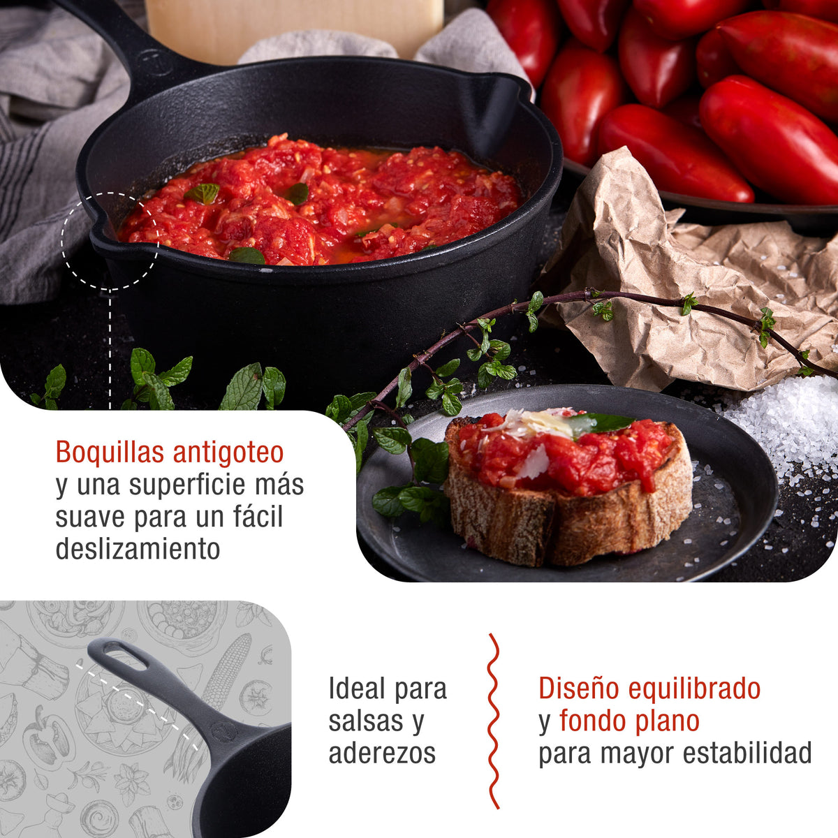 Sartén Honda Hierro Fundido Esmaltado Ø 20cm