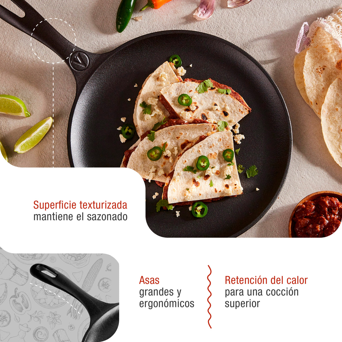 Plancha Comal Hierro Fundido Esmaltado Ø 26.6cm