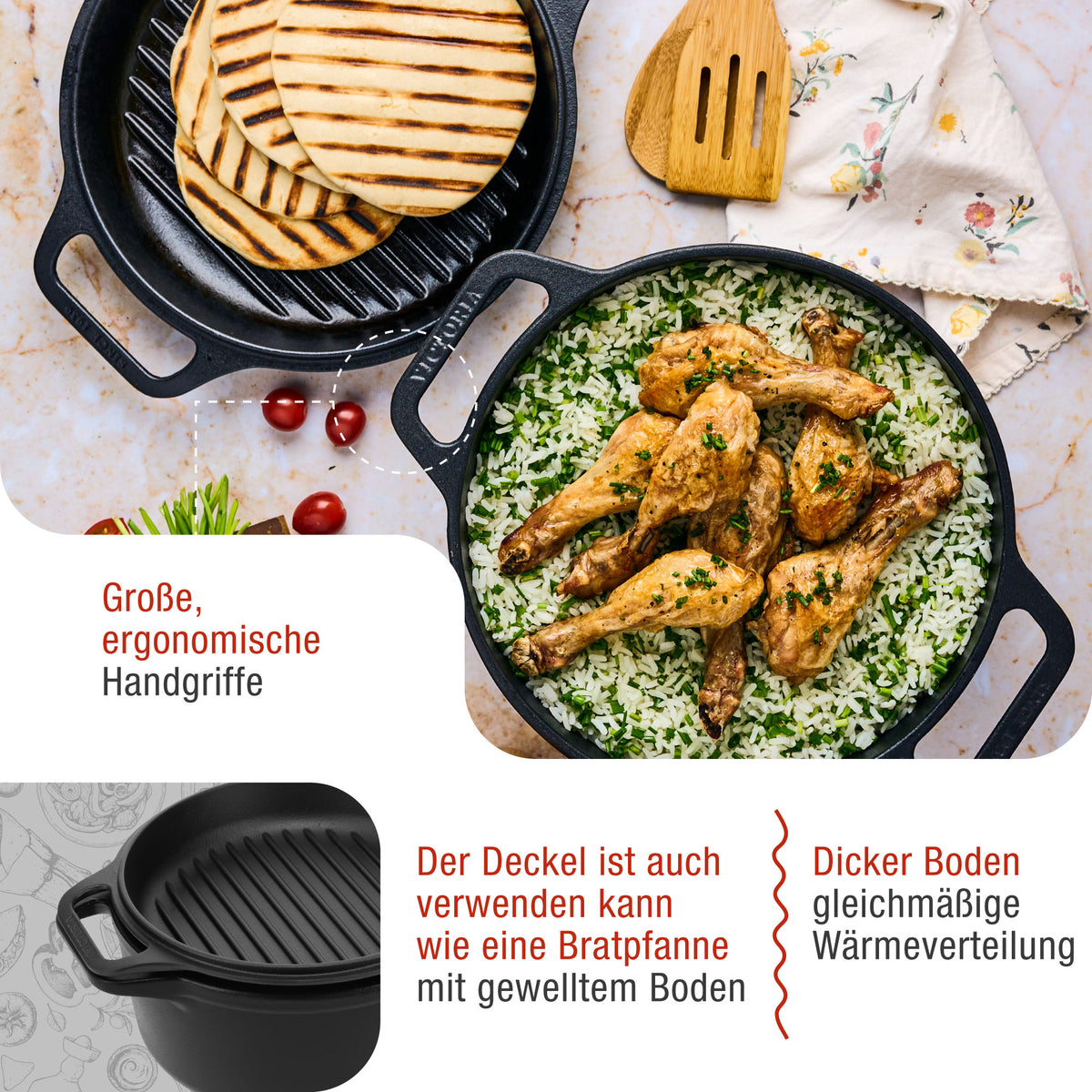 Dutch Oven Combo Gusseisen Emailliert 5.7 L