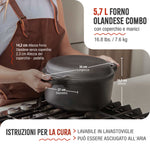 Forno Olandese Pentola Combo in Ghisa Smaltata 5.7 L