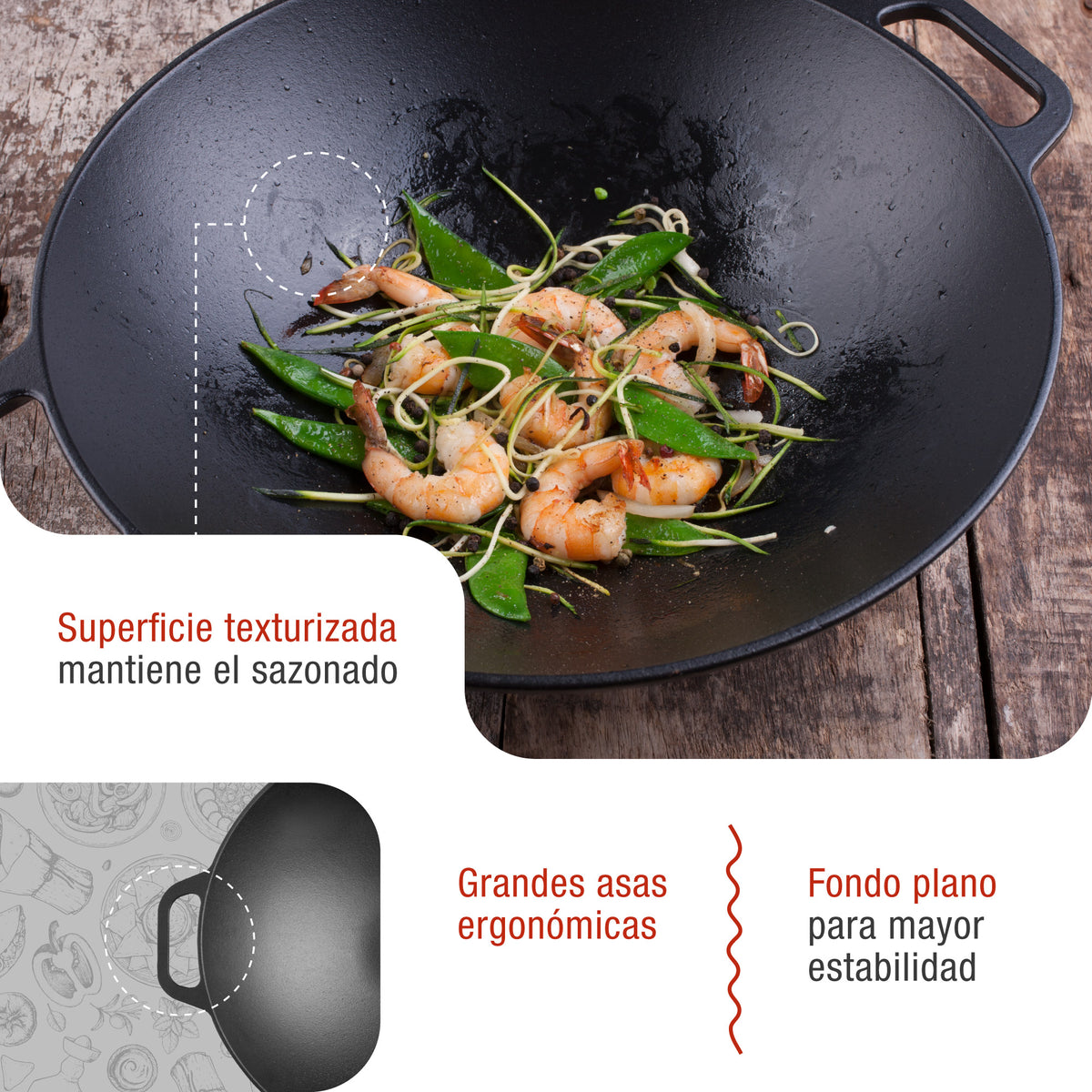 Wok Hierro Fundido Esmaltado Ø 35.5cm