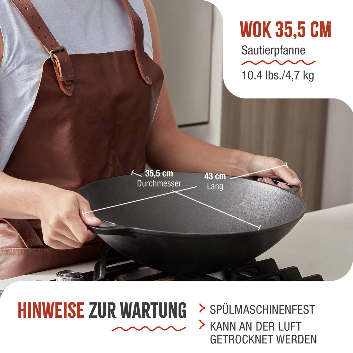 Wok Emaillierte Gusseisenpfanne Ø 35.5 cm
