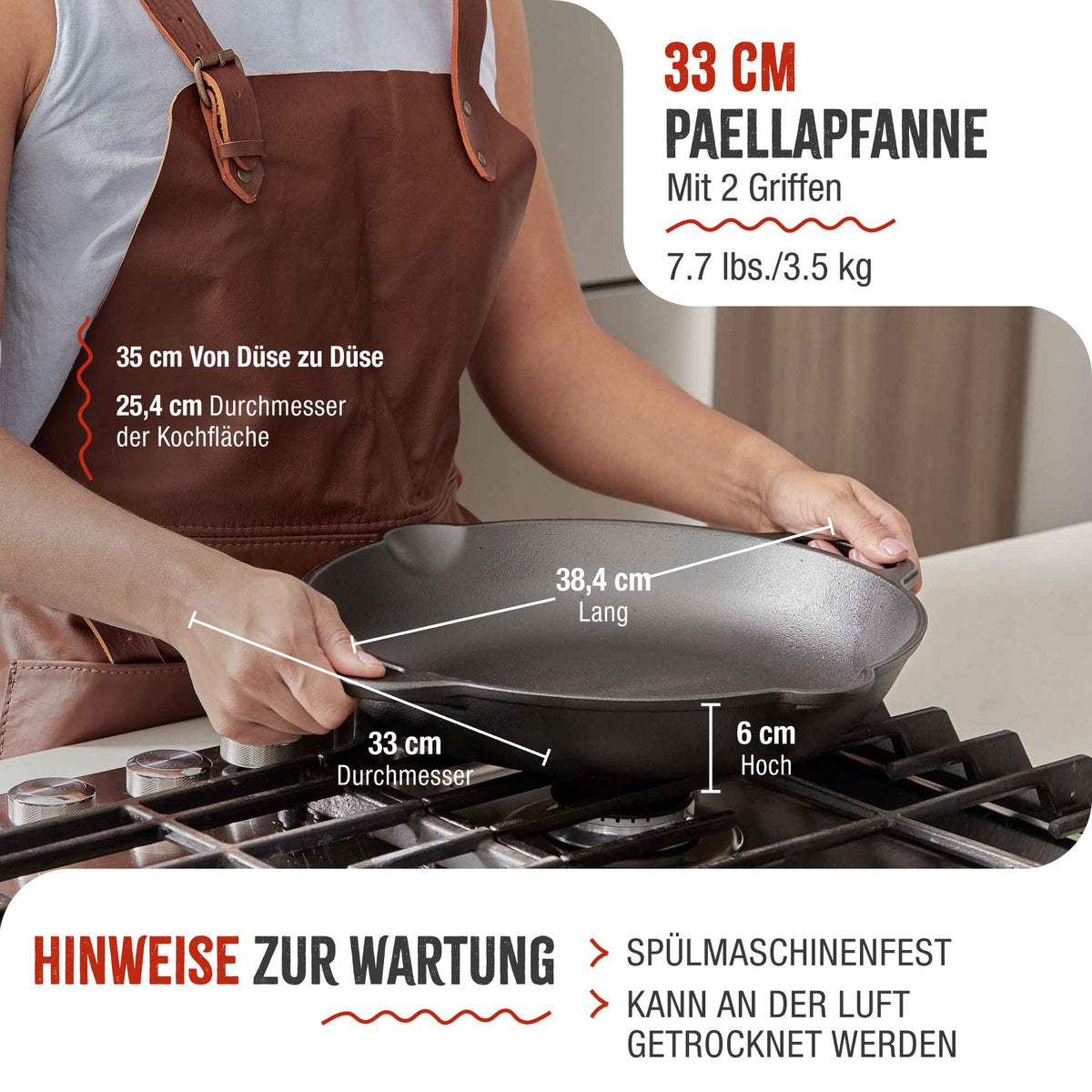 Paellapfanne Emaillierte Gusseisen Ø 33 cm