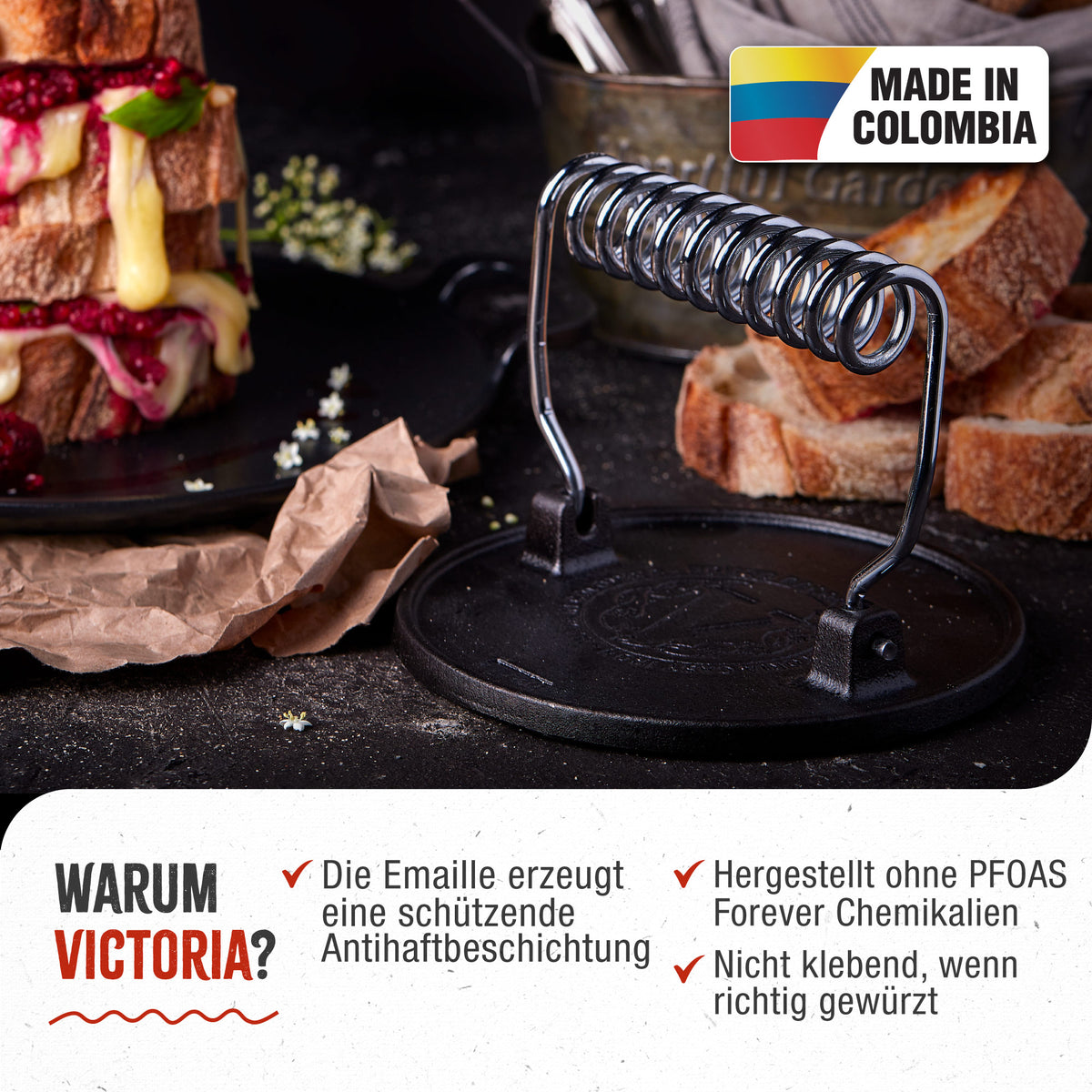 Burgerpresse Emaillierte Gusseisen 16.5 cm