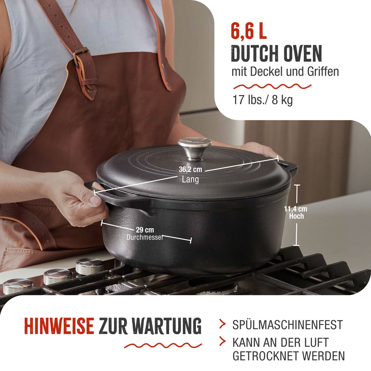 Dutch Oven Gusseisen Emailliert 6.6 L