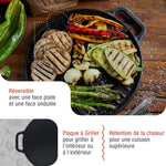Plaque à Griller Réversible Ronde en Fonte Émaillée Ø32 cm