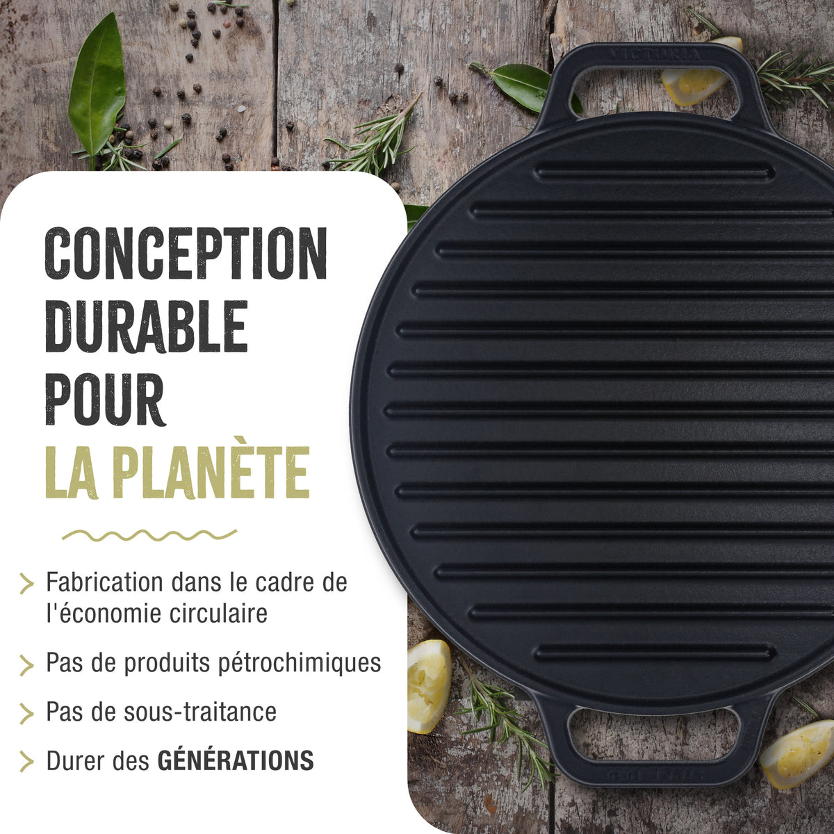 Plaque à Griller Réversible Ronde en Fonte Émaillée Ø32 cm