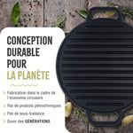 Plaque à Griller Réversible Ronde en Fonte Émaillée Ø32 cm