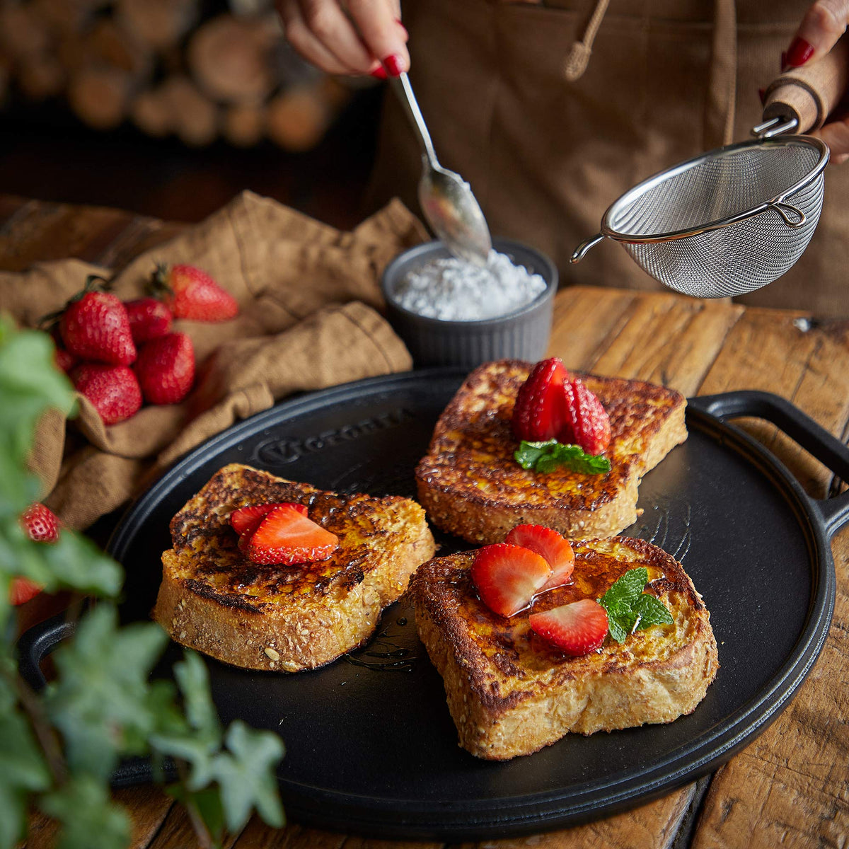 Plancha Asar Redonda Hierro Fundido Esmaltado 32 cm