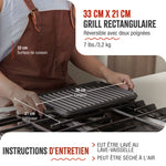Plaque à Griller Réversible en Fonte Émaillée 33×21 cm