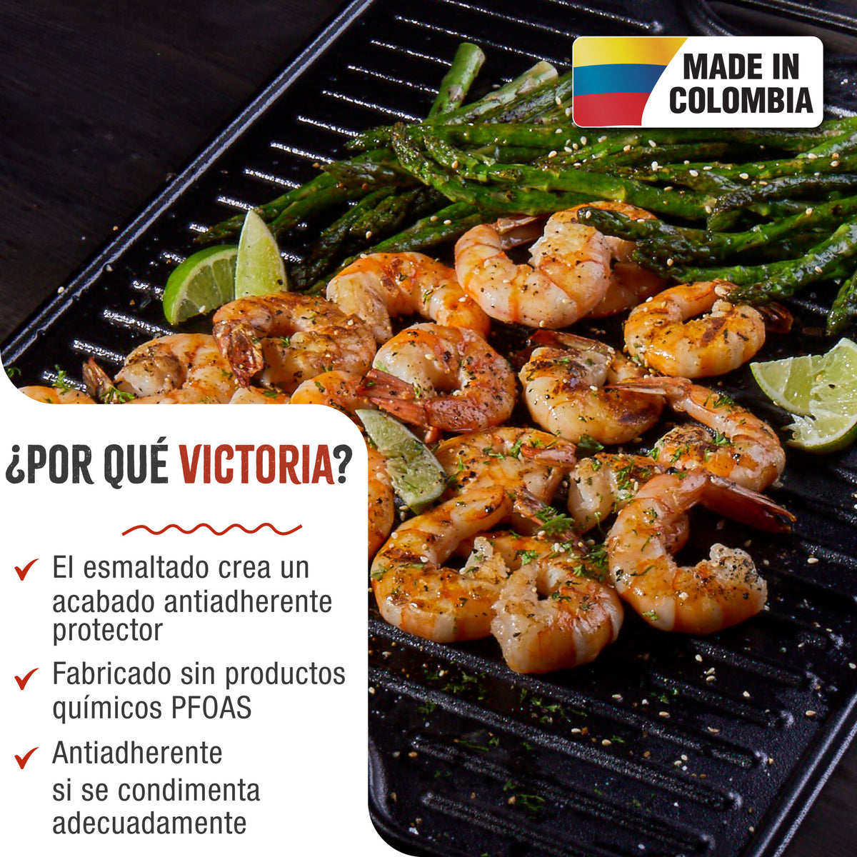 Plancha Asar Reversible Hierro Fundido Esmaltado 50x35cm