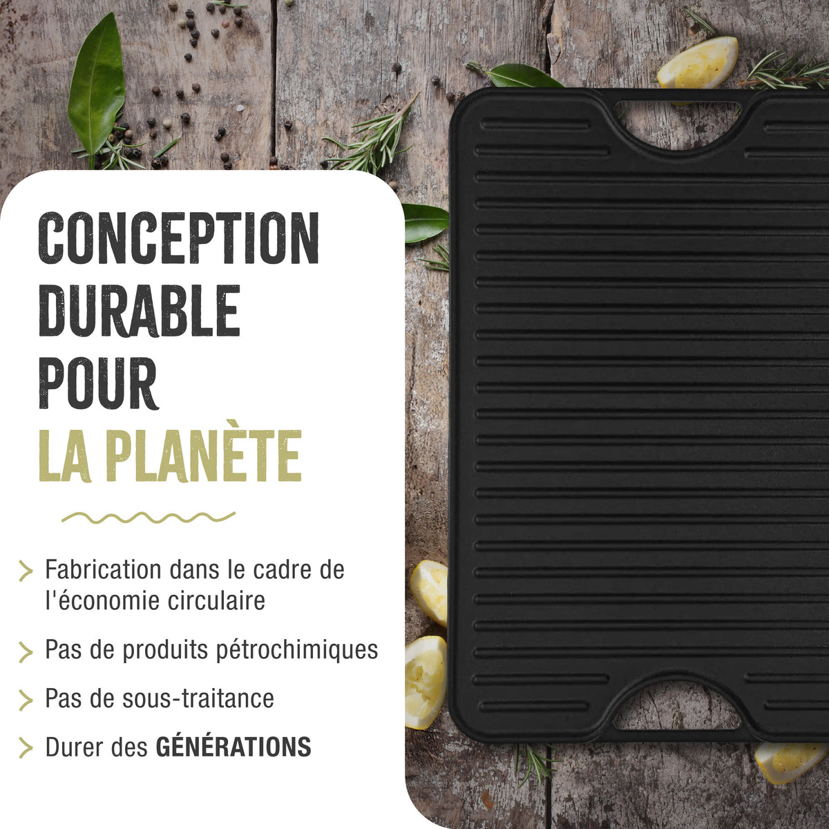 Plaque à Griller Réversible en Fonte Émaillée 50×35 cm
