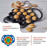 Provoletera Sartén Hierro Fundido Esmaltado 15 Huecos para Poffertjes y Takoyaki