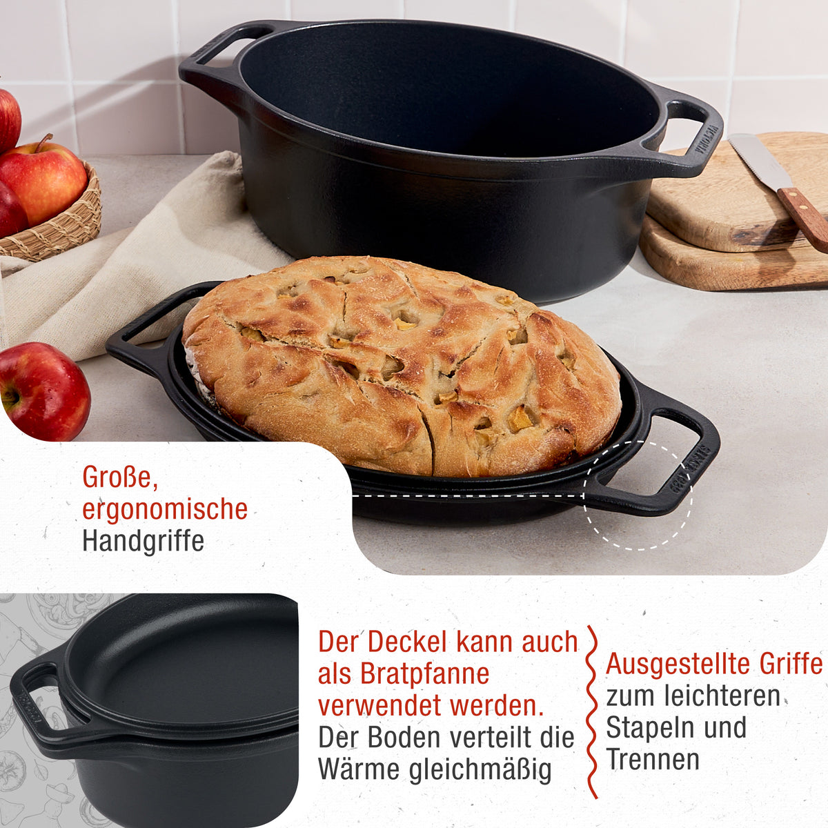 Dutch Oven Combo Gusseisen Eingebrannte Oval 5.7 L