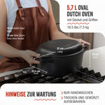 Dutch Oven Combo Gusseisen Eingebrannte Oval 5.7 L