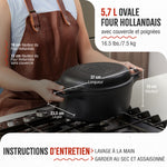 Cocotte et Poêle Combo en Fonte Assaisonnée 5.7 L