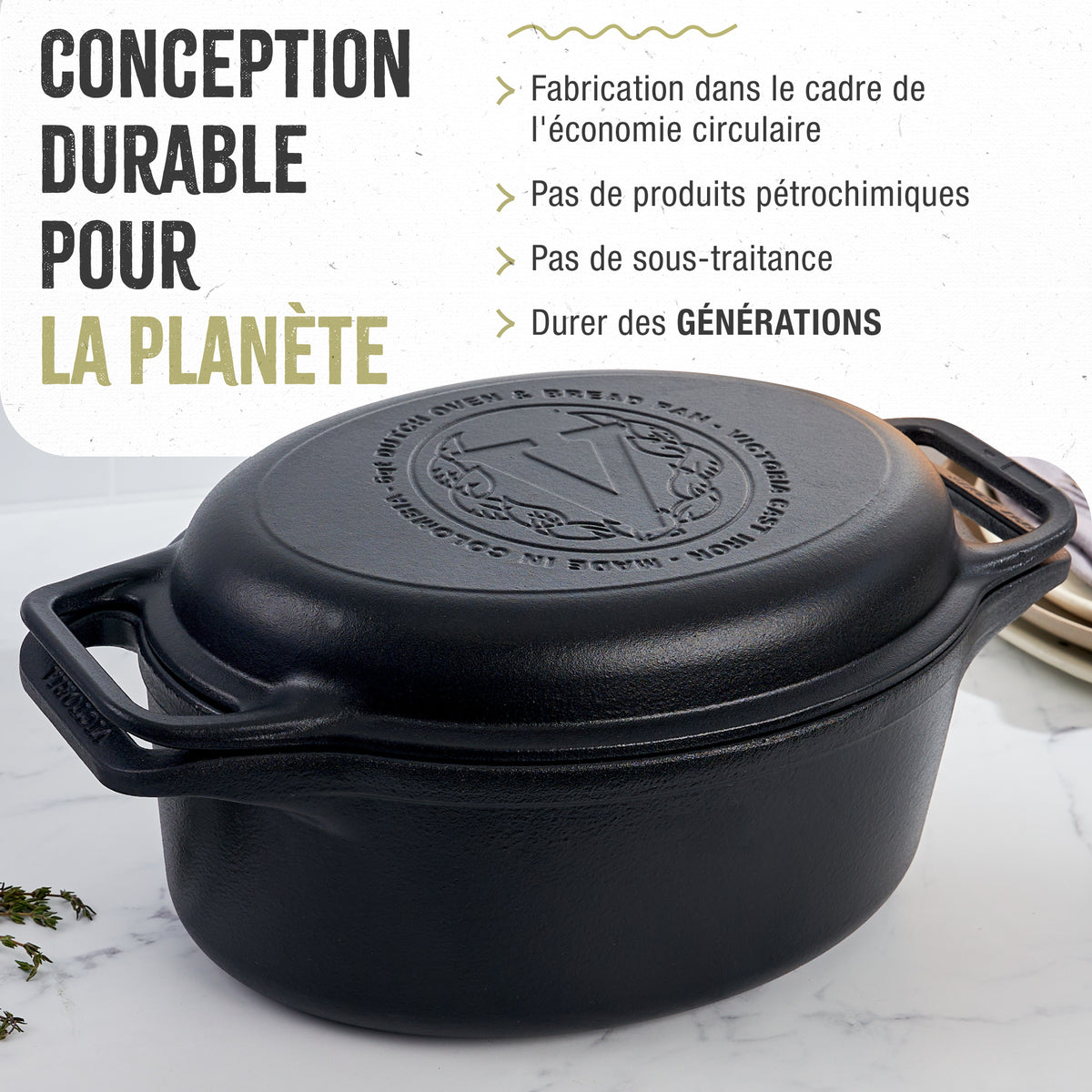 Cocotte et Poêle Combo en Fonte Assaisonnée 5.7 L