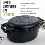 Forno Olandese Pentola Combo Ovale in Ghisa Stagionata 5.7 L