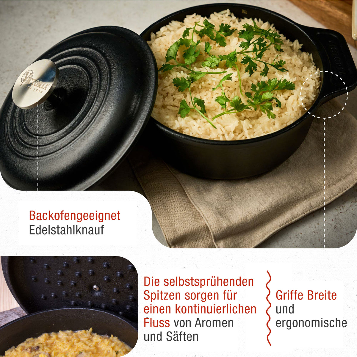 Dutch Oven Gusseisen Eingebrannte 1.9 L