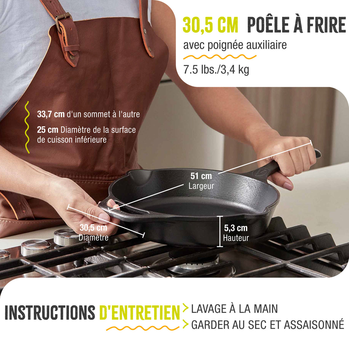 Poêle en Fonte Assaisonné Calaca Ø30 cm