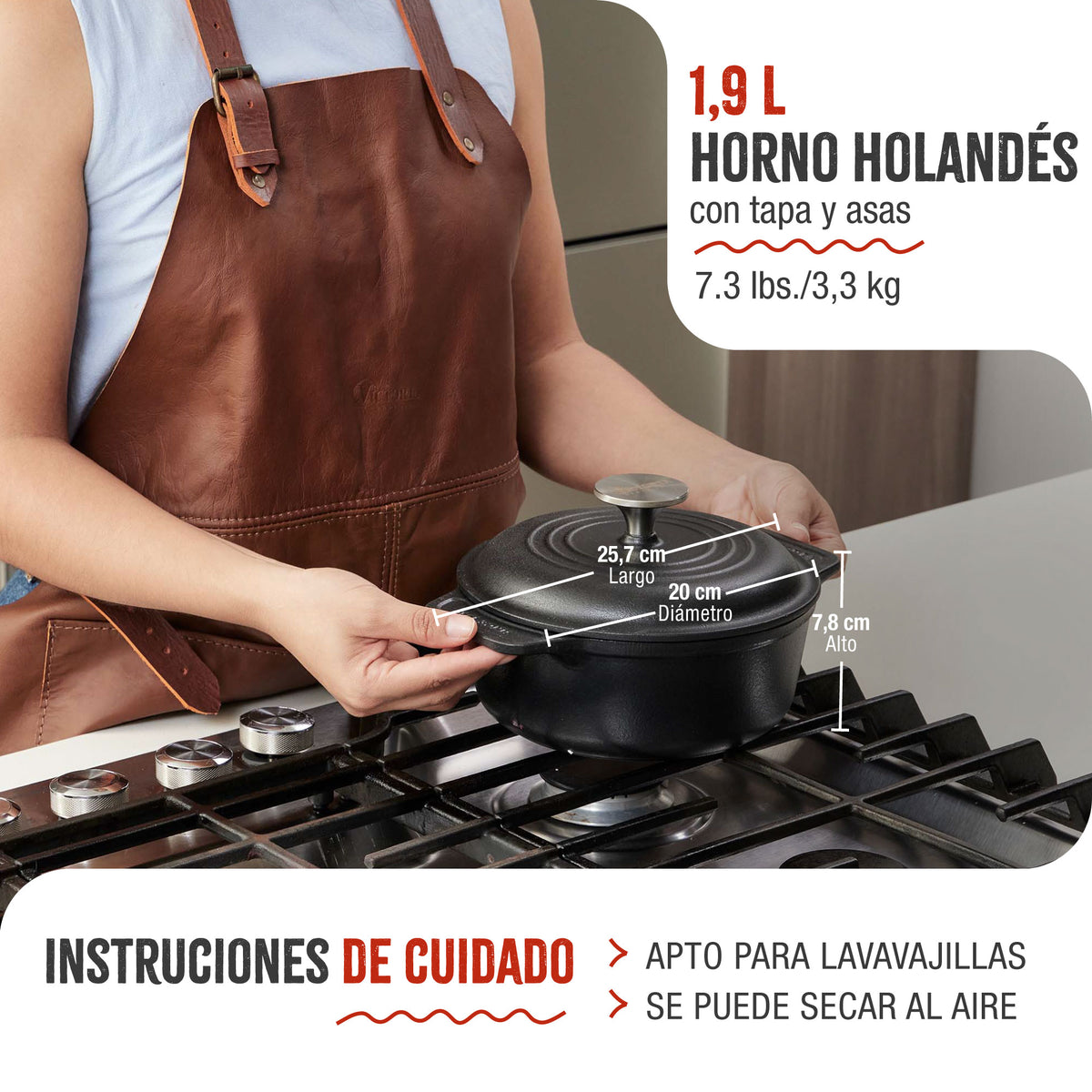 Horno Holandés Hierro Fundido Esmaltado 1.9L