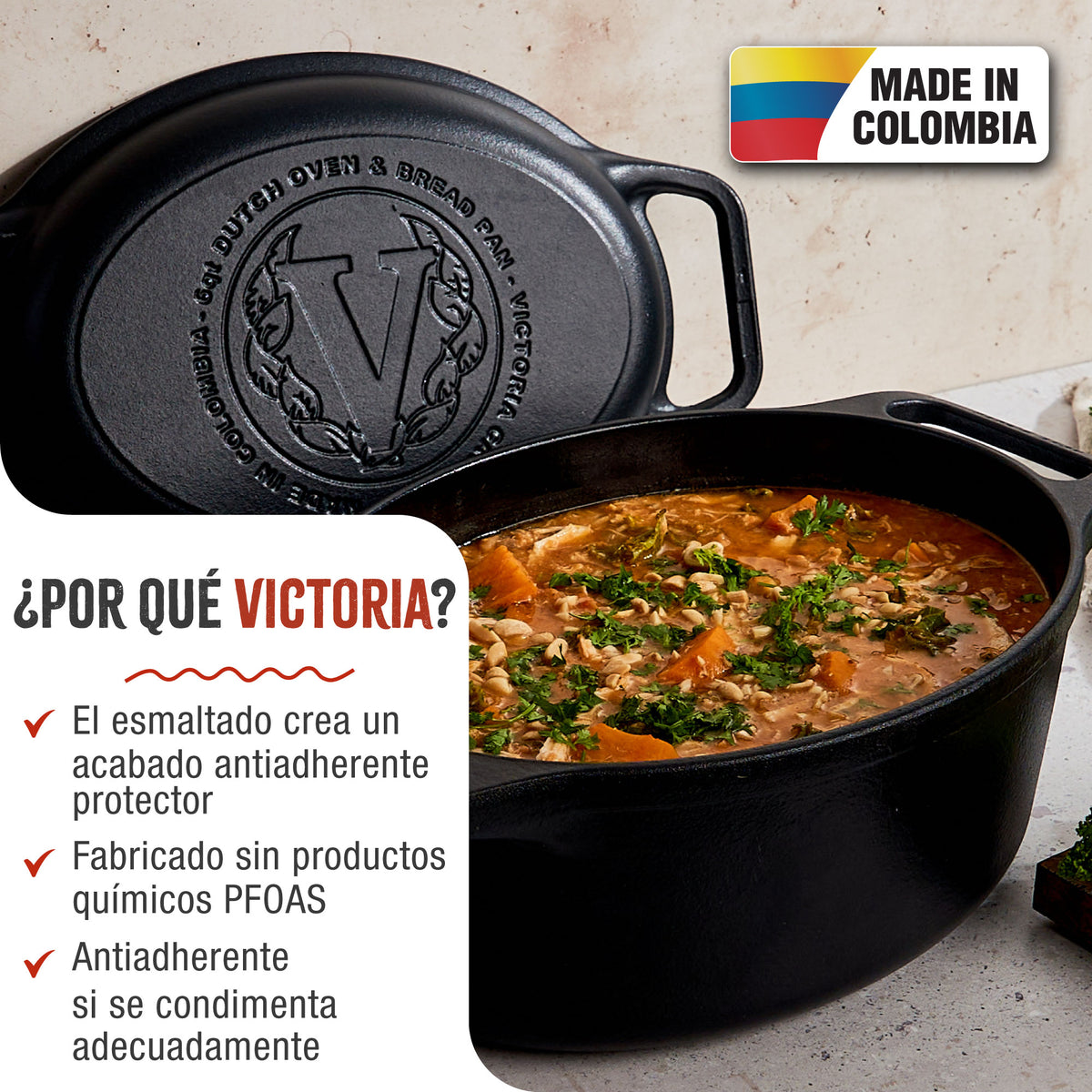 Horno Holandés Combo Hierro Fundido Esmaltado Ovalado 5.7L