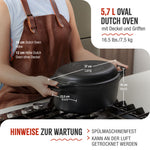 Dutch Oven Combo Oval Gusseisen Emailliert 5.7 L