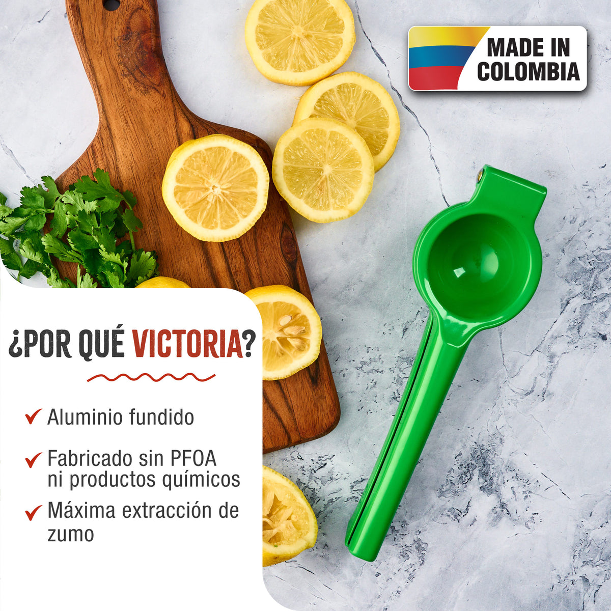 Exprimidor de Limón Manual Aluminio Fundido Verde