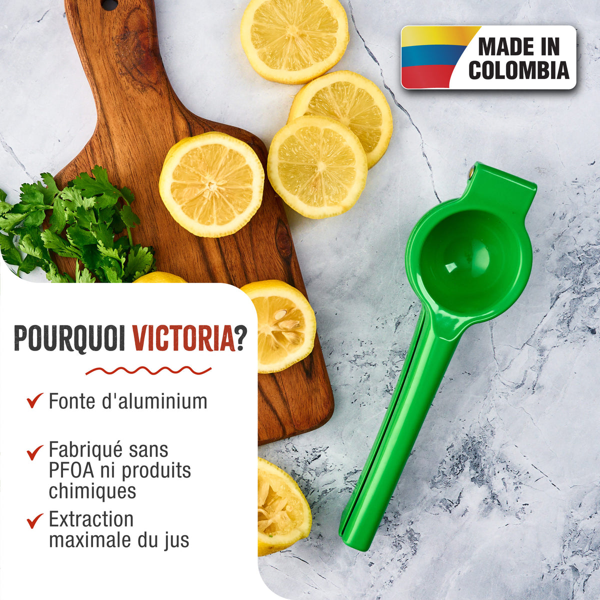 Presse-Agrumes Manuel en Fonte d'Aluminium Vert