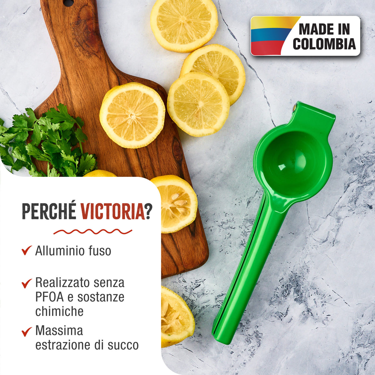 Spremiagrumi Manuale in Alluminio Fuso Verde