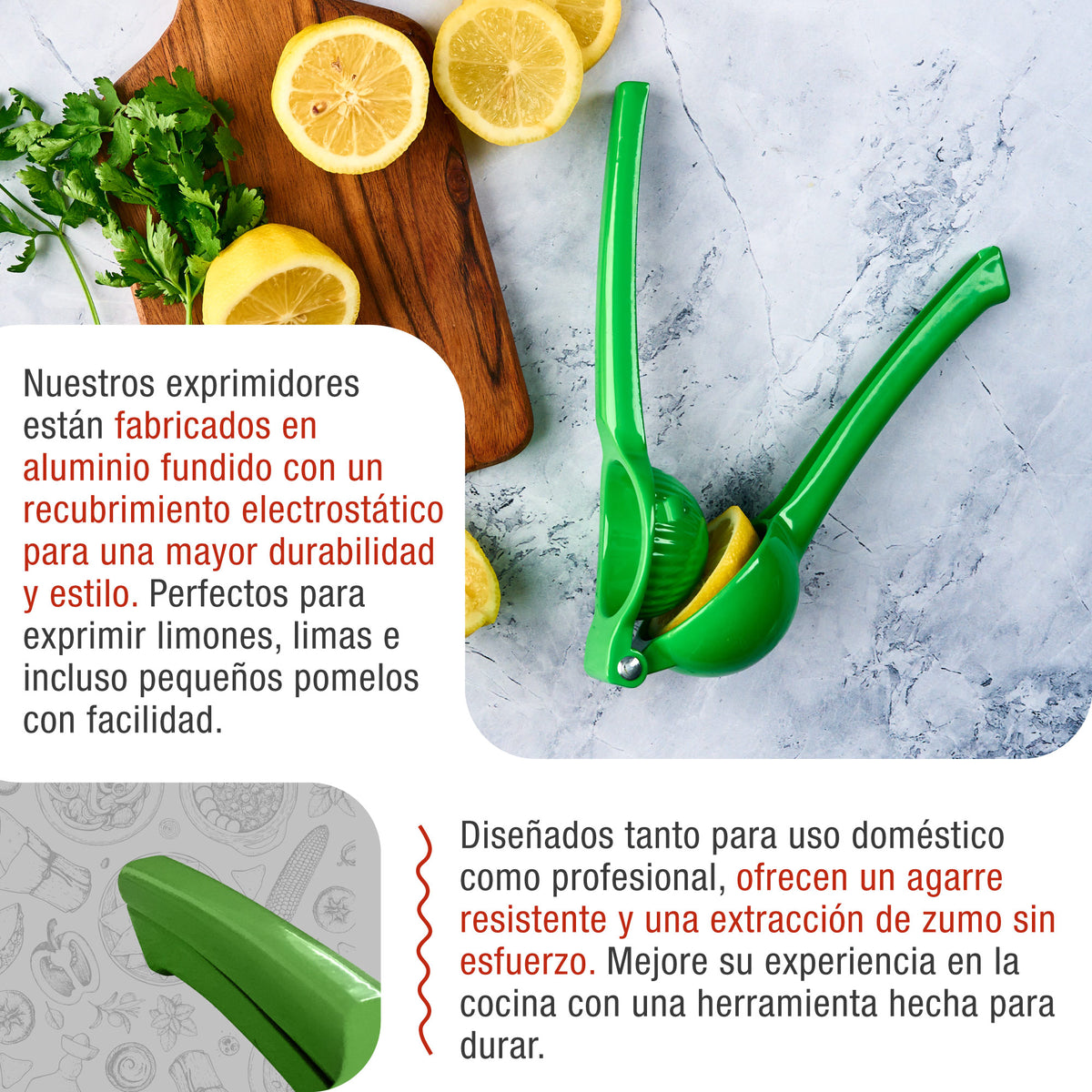 Exprimidor de Limón Manual Aluminio Fundido Verde