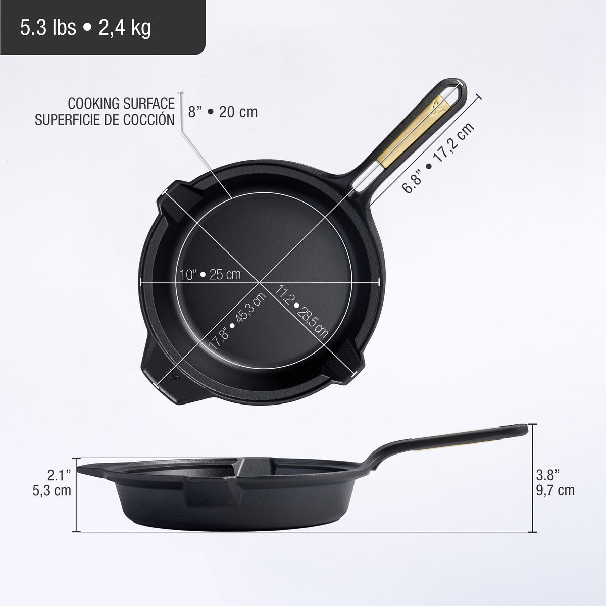 Poêle en Fonte Assaisonnée Signature Gold Ø 25 cm