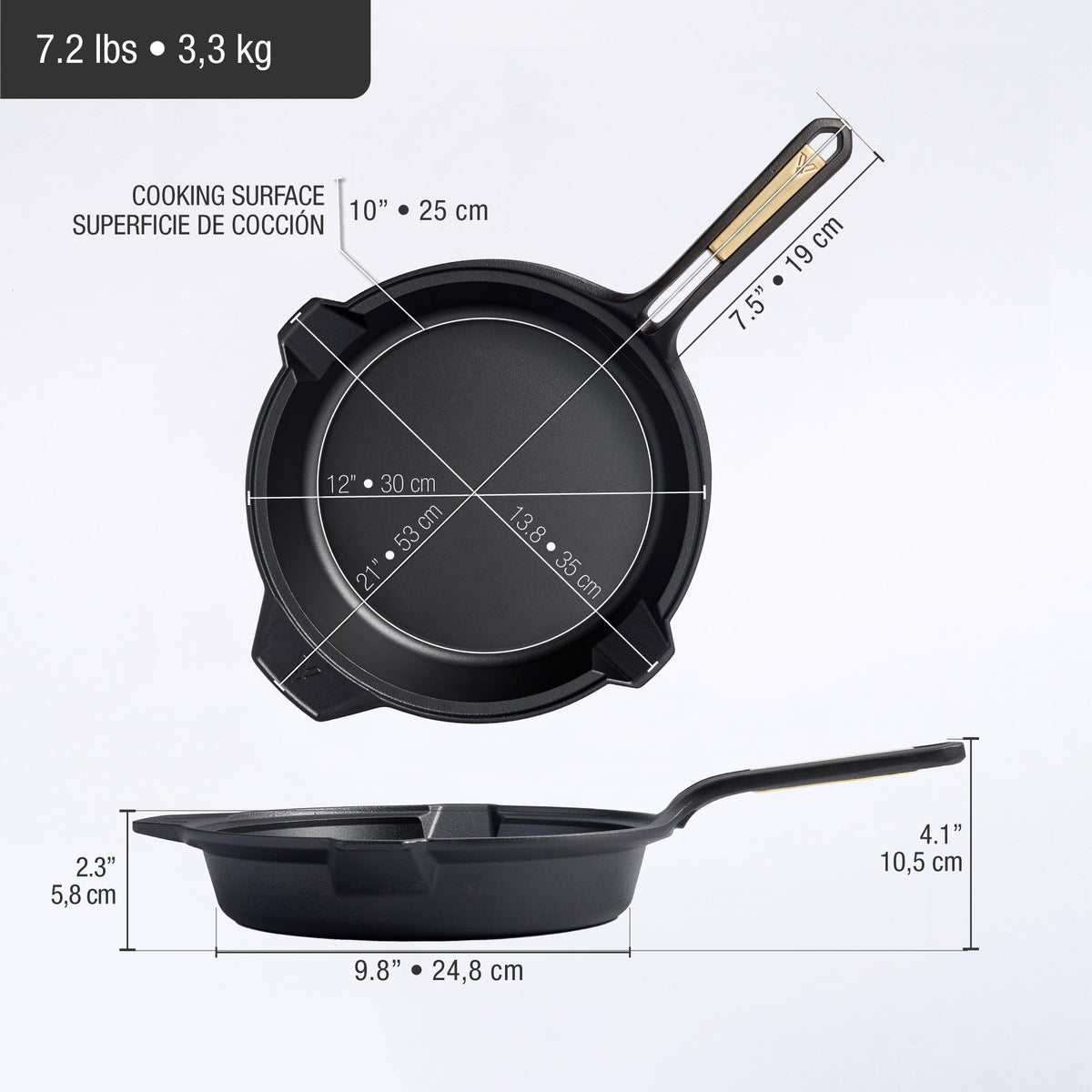 Sartén Hierro Fundido Curado Signature Gold Ø 30 cm