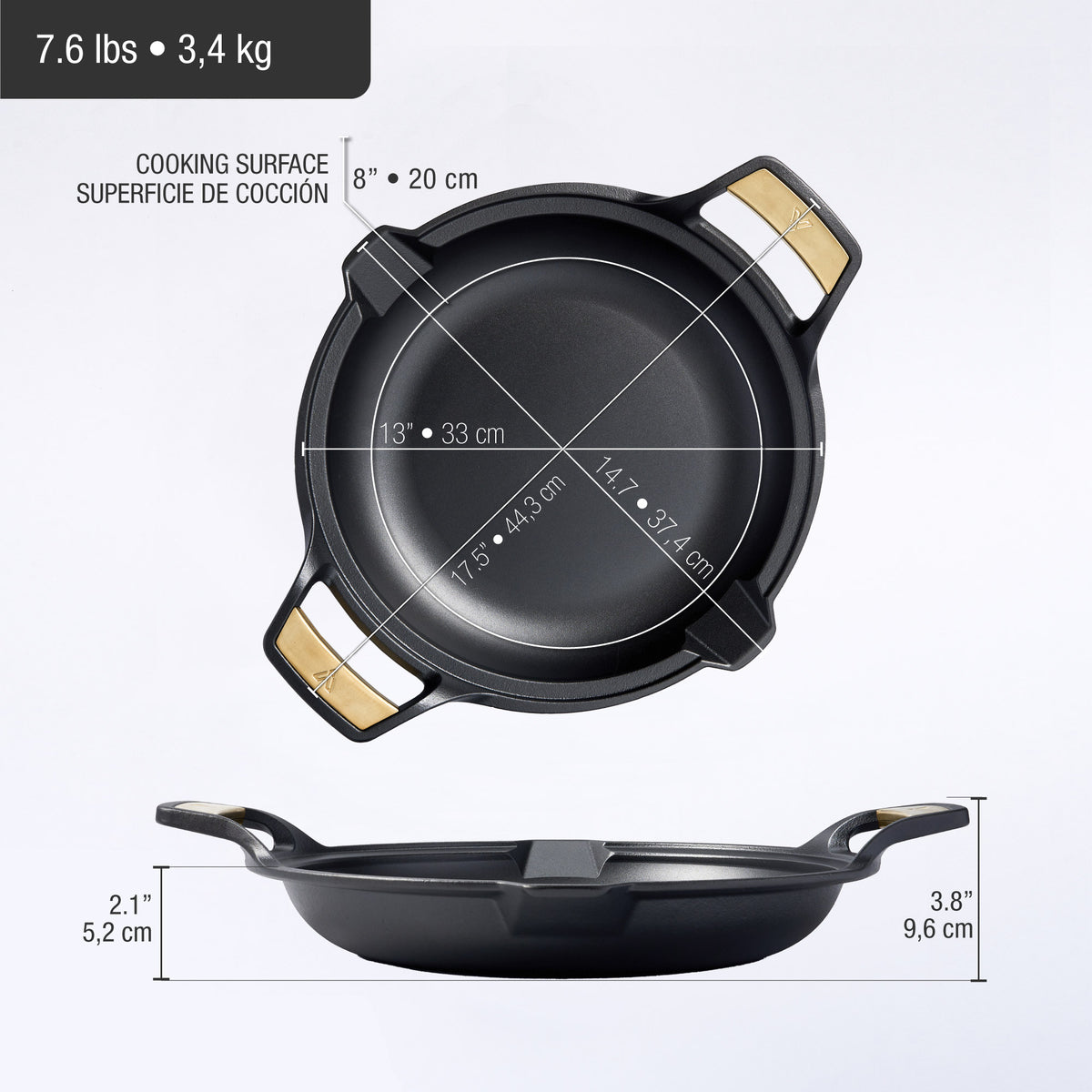 Paellera Hierro Fundido Curado Signature Gold Ø 33 cm