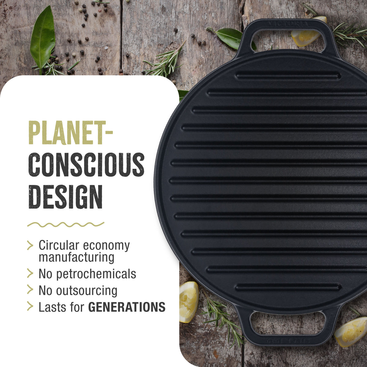 Wendbare Runde Grillplatte Emaillierte Gusseisen Ø32 cm